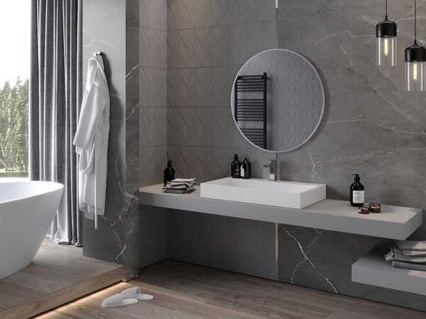 Mexen Loft кръгло огледало за баня 80 см, рамка инокс - 9850-080-080-000-10