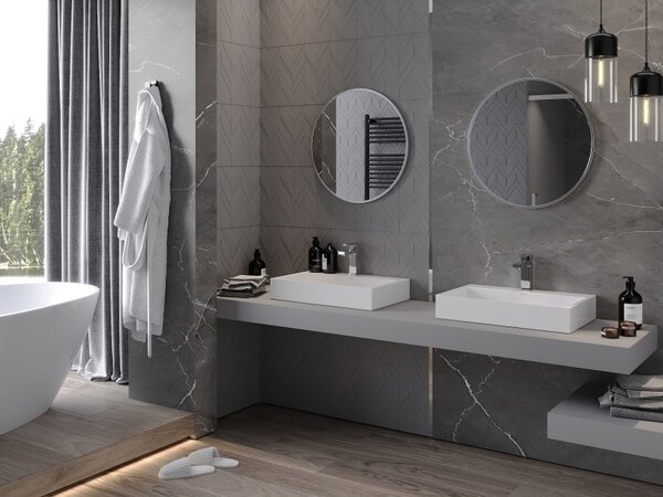 Mexen Loft кръгло огледало за баня 60 см, рамка инокс - 9850-060-060-000-10