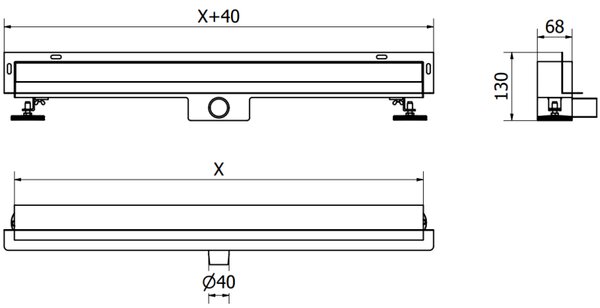 Mexen Flat Wall стенен линеен сифон 2в1 60 см, златен - 1530060