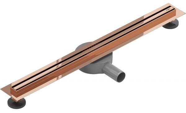 Mexen Flat 360° Slim линеен въртящ се сифон 70 см, розово злато - 1641070