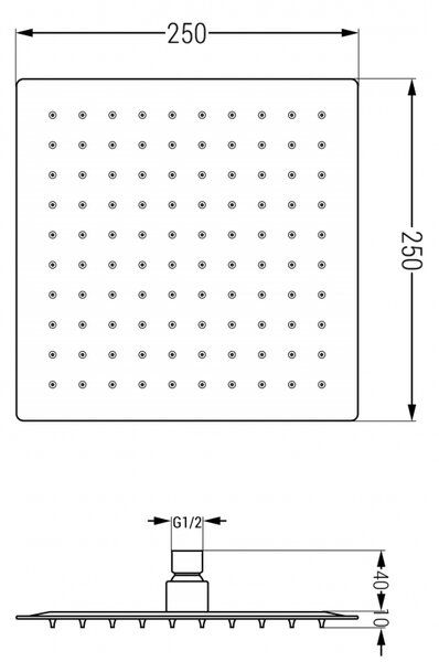 Mexen Slim душ глава 25 x 25 см, черна - 79125-70