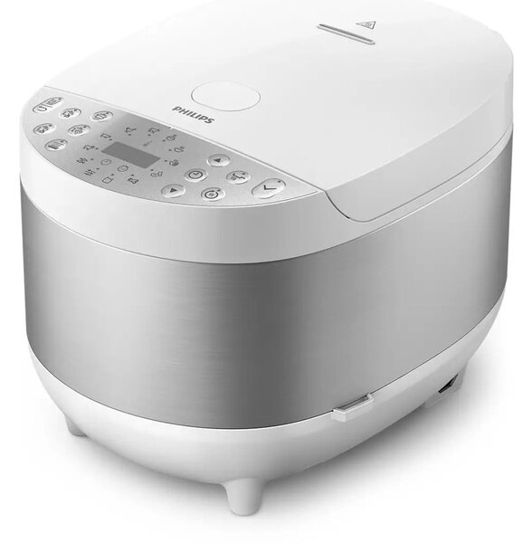 Мултифункционален уред за готвене Philips HD4713/40, 1300W, 60 програми, 6 литра, 3D система за нагряване, 5-слоен съд за готвене, бял