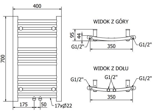 Mexen Ares баня радиатор 700 x 400 мм, 240 W, черен - W102-0700-400-00-70