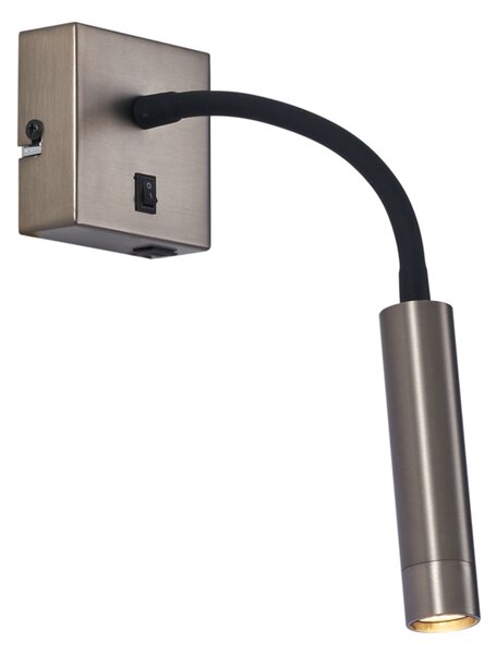 Модерна стенна лампа Gunmetal с USB-C порт - Gosna