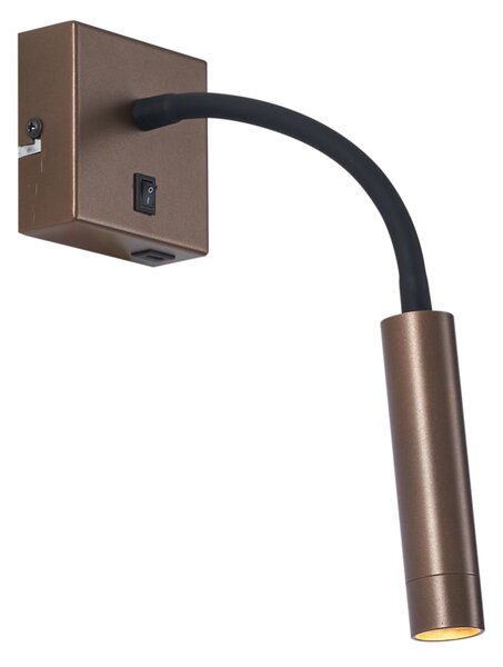 Модерна бронзова стенна лампа с USB-C порт - Gosna