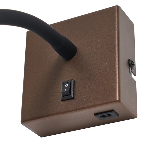 Модерна бронзова стенна лампа с USB-C порт - Gosna