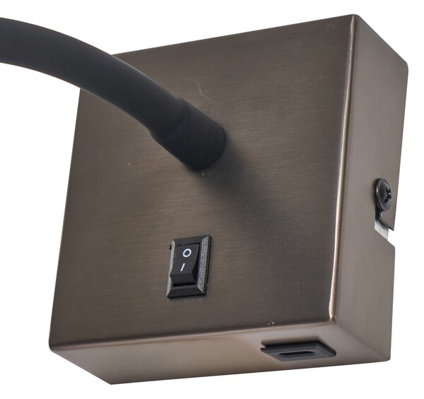Модерна стенна лампа Gunmetal с USB-C порт - Gosna