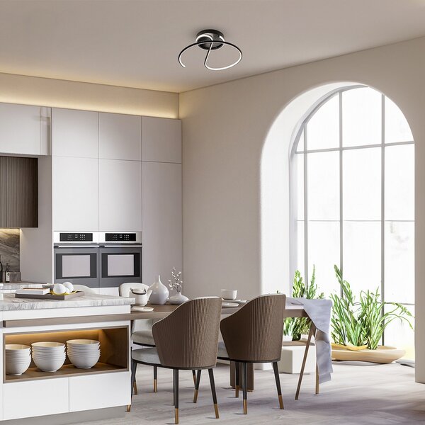Milagro Lighting LED таванна лампа Delta, метал, черна, 4000 K, Черен, Дневна/трапезария, Метал, Модерен