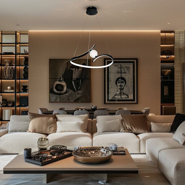 Milagro Lighting LED висяща лампа Perla, метал, акрил, черна, 4000 K, Черен, Дневна/трапезария, Метал, Модерен