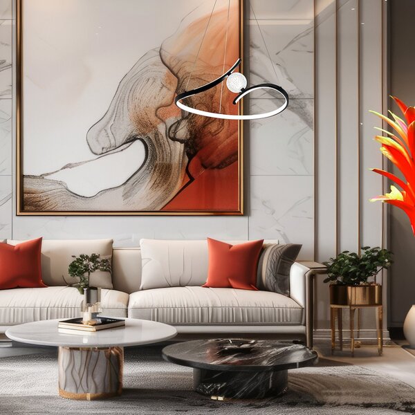 Milagro Lighting LED висяща лампа Perla, метал, акрил, черна, 4000 K, Черен, Дневна/трапезария, Метал, Модерен