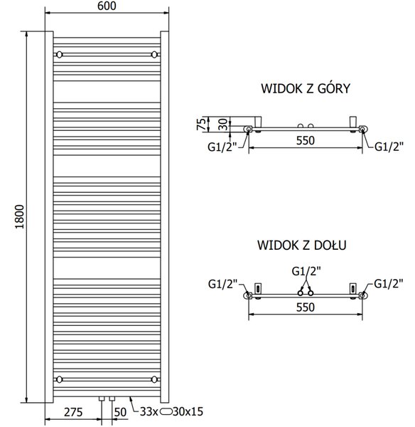 Mexen Hades радиатор за баня 1800 x 600 мм, 1000 W, бял - W104-1800-600-00-20