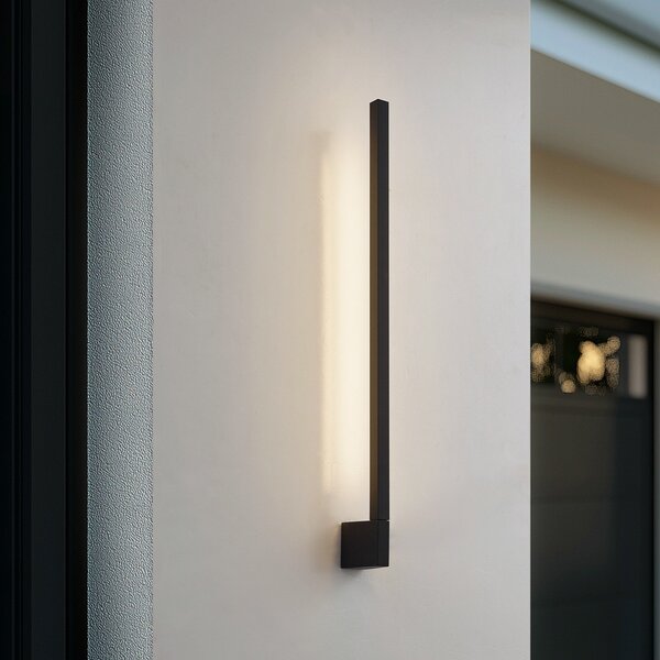 Lindby LED стенна лампа Neano, 80 cm, черна, метал, IP54, Черен, Алуминий, Модерен