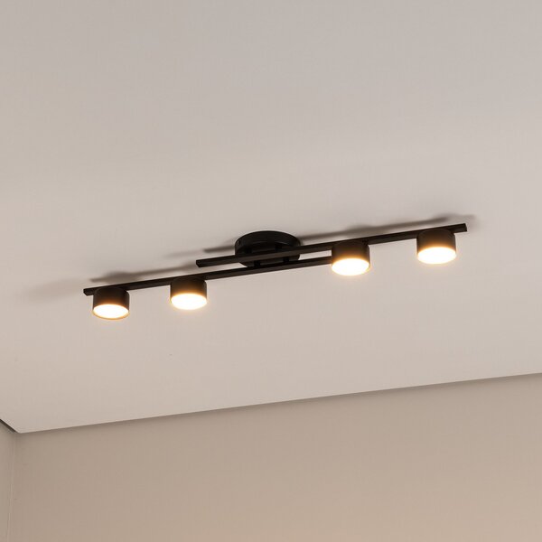 EMIBIG LIGHTING Лампа за таван Фрагмент, черен, дължина 86 cm, метал, 4 светлини., Затъмняване, Черен, Дневна/трапезария, Метал, Модерен