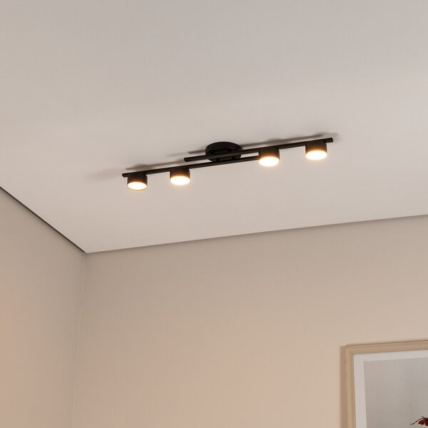 EMIBIG LIGHTING Лампа за таван Фрагмент, черен, дължина 86 cm, метал, 4 светлини., Затъмняване, Черен, Дневна/трапезария, Метал, Модерен