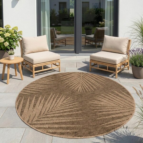 Кафяв кръгъл килим за открито и закрито ø 80 cm Timber 1403 – Ayyildiz Carpets
