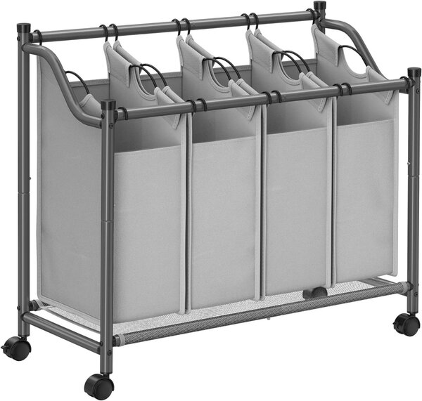 Организатор с колела за баня, Songmics, 4 x 35L, 87.5 x 38.5 x 67 см, LSF005, Сив