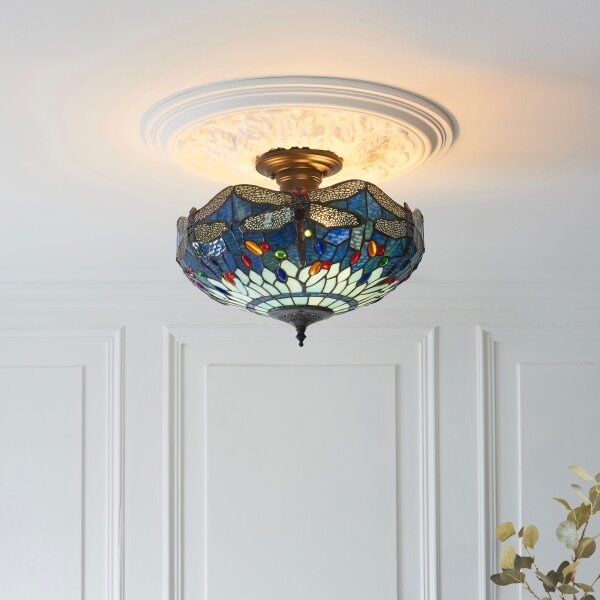 Endon 111897 - Плафонен полилей Tiffany DRAGONFLY 3xE27/10W/230V пр. 41 cm