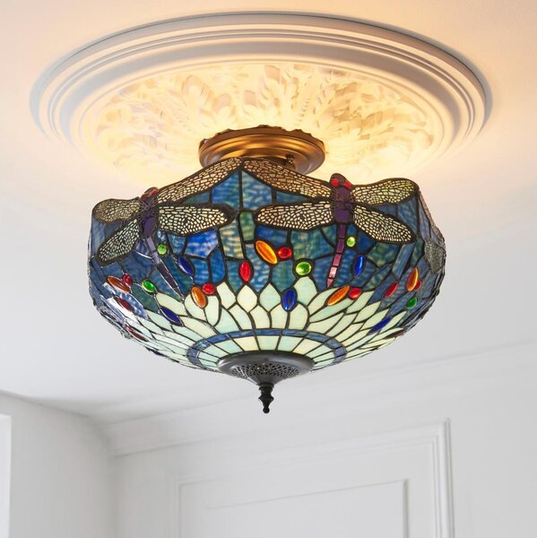 Endon 111897 - Плафонен полилей Tiffany DRAGONFLY 3xE27/10W/230V пр. 41 cm