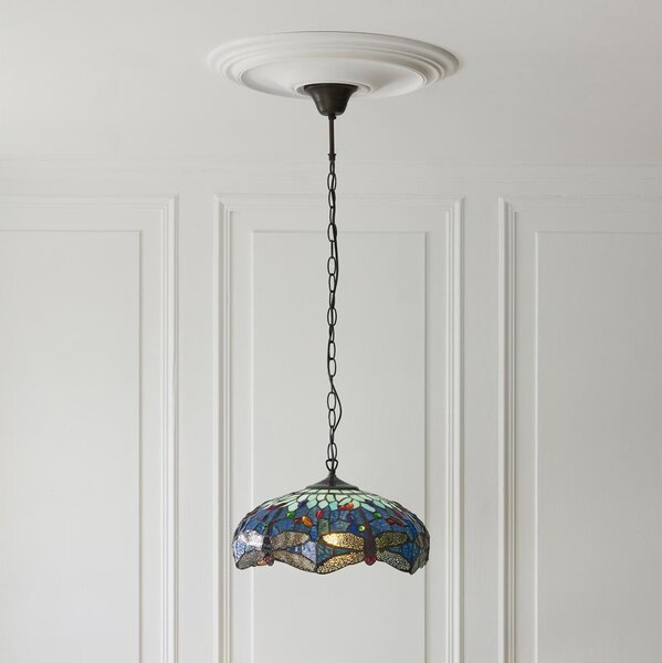 Endon 112195 - Полилей на верига Tiffany DRAGONFLY 1xE27/60W/230V Ø 41 см