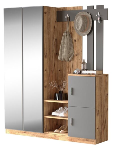 Закачалка с шкаф Doorse меламиниран тъмен сонома 147.5x35x180см