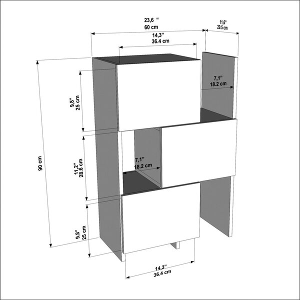 Многофункционален шкаф Анна бял 65x89.8x31.5 см
