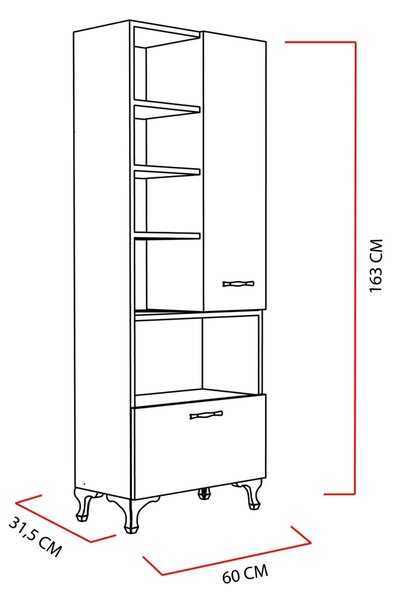 Многофункционален шкаф Sezen бял 60x31.5x163.6 см