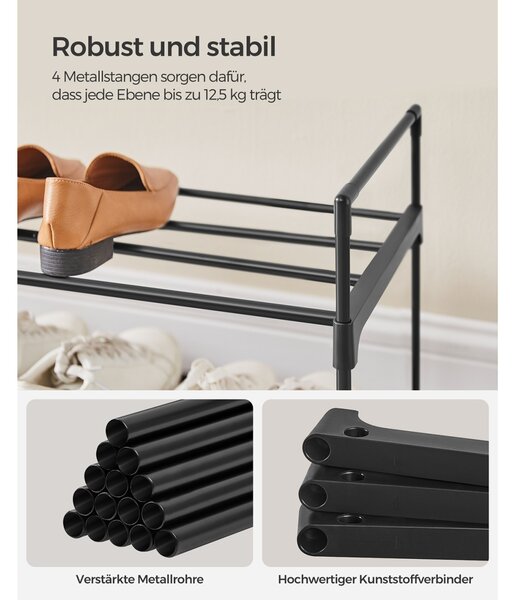 Обувен шкаф Songmics Сив 116x30x55 см