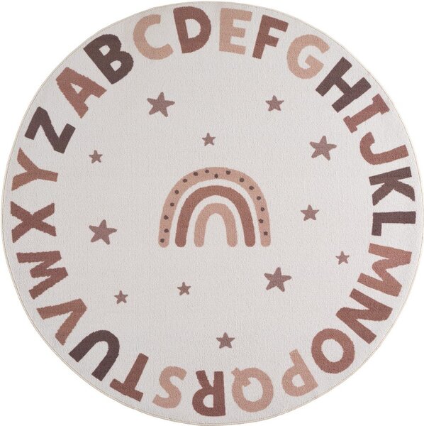 Кремав детски килим подходящ за пране ø120 cm Coco 1133 – Ayyildiz Carpets