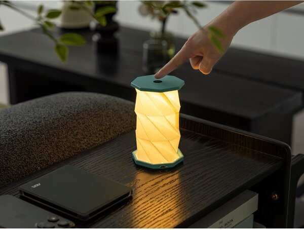 Бяла/тюркоазена преносима светлинна декорация с USB ø 8 cm Twist – Gingko