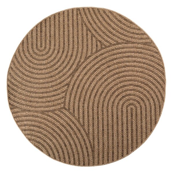 Кафяв кръгъл килим за открито и закрито ø 80 cm Timber 1401 – Ayyildiz Carpets