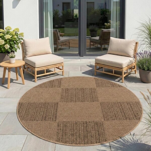 Кафяв кръгъл килим за открито и закрито ø 80 cm Timber 1405 – Ayyildiz Carpets