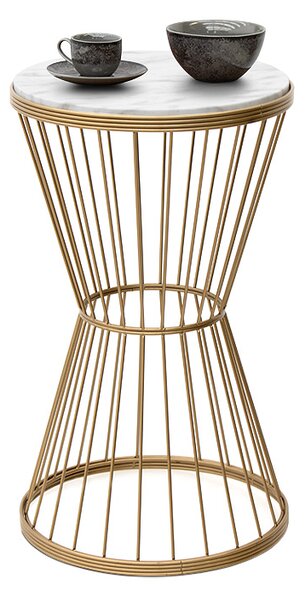 Hoffman TopMebel помощна маса от метал и МДФ в бял - златист цвят 35x35x58cm