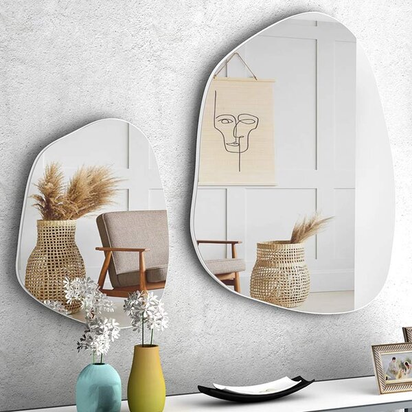 Denza комплект от две стенни огледала в бял цвят 100x80x2,2см