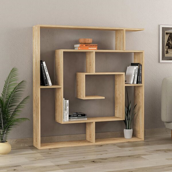 Библиотека Labirent TopMebel от меламин в цвят дъб 125x22x129cm