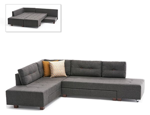 Тапициран ъглов диван Manama TopMebel в антрацит цвят 280x206x85cm