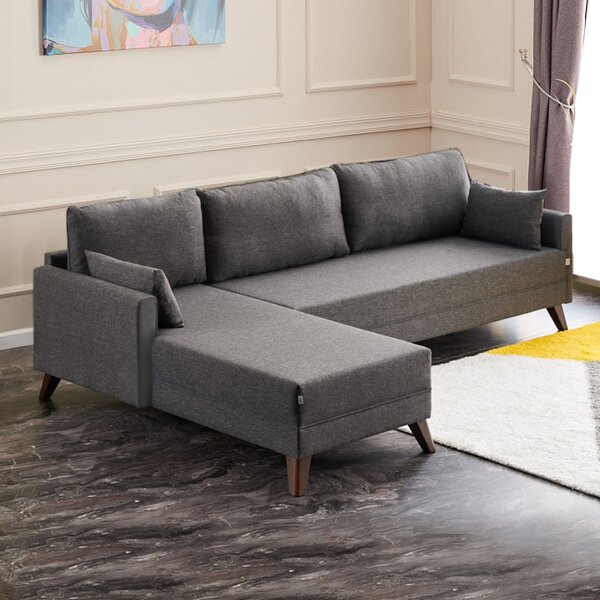 Текстилен ляв ъглов диван Bella TopMebel в антрацит 275x165x85cm