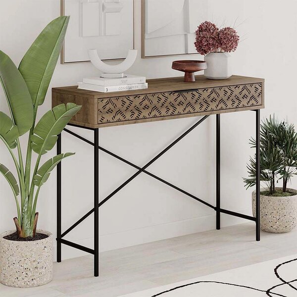 Конзола Heaton TopMebel метал-меламин в кафяв цвят 110x35,6x90cm