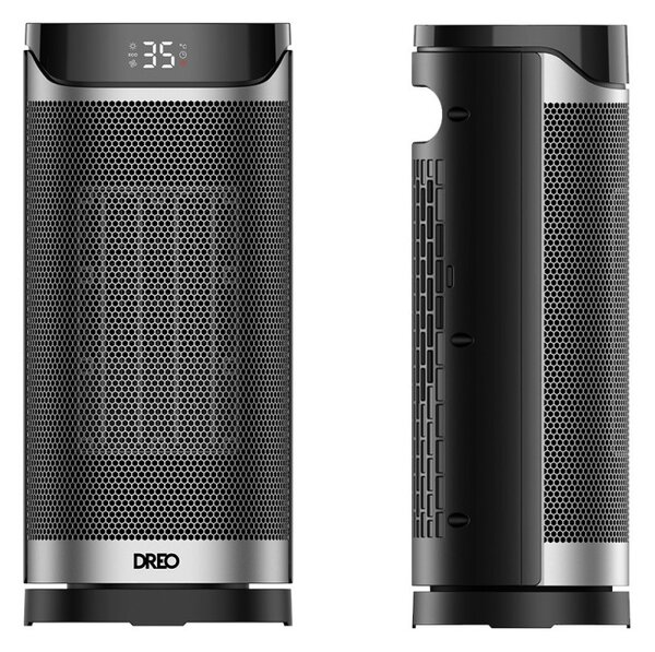 Вентилаторна печка DREO Solaris 619, 2000W, 20 м2, PTC, 5 режима, 8-степенна защита, Таймер, Дистанционно управление, 70° завъртане, 5-35°C, Черен/сив