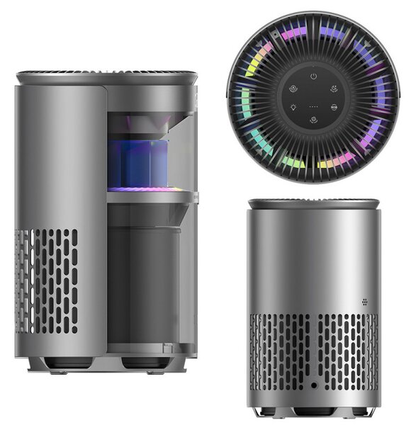Пречиствател за въздух DREO 530AS, 25 м2, 221 м3/ч, 360° засмукване, True HEPA, Wi-Fi, Таймер, Ултра тих, Сензор за качество на въздуха, Черен