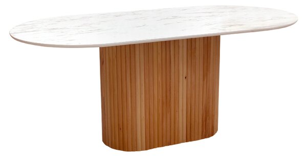 Маса Borno TopMebel от МДФ, цвят черен - бял с мраморен ефект 180x89x75cm