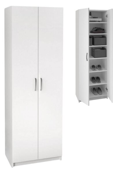 Шкаф за обувки Renso TopMebel меламин с 2 врати в бял цвят 59,8x37,8x178,5cm