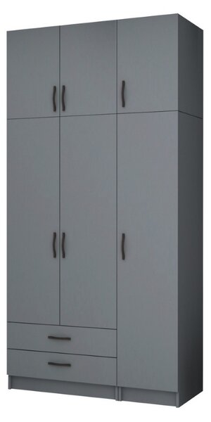 Ricardo тридверен меламинов гардероб с шкаф в антрацитен цвят 120x51,8x240см