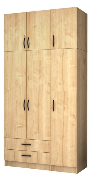 Ricardo тридверен меламинов гардероб с шкаф в дъбов цвят 120x51,8x240см