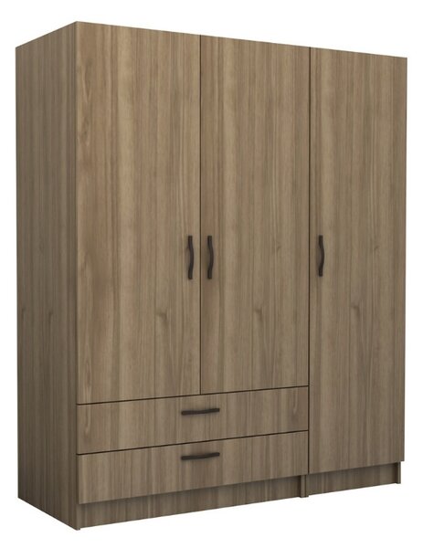 Шкаф с три врати от меламин в цвят орех 150x60x181см