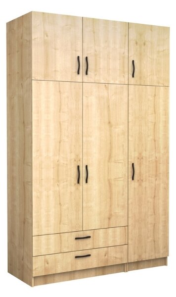 Шкаф с три врати от меламин Victoria с шкафче в цвят дъб 150x60x240см