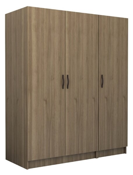 Шкаф с три врати от меламин в цвят орех 150x60x181см