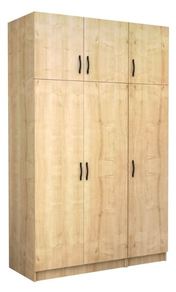 Шкаф с три врати от меламин Victoria с шкафче в цвят дъб 150x60x240см