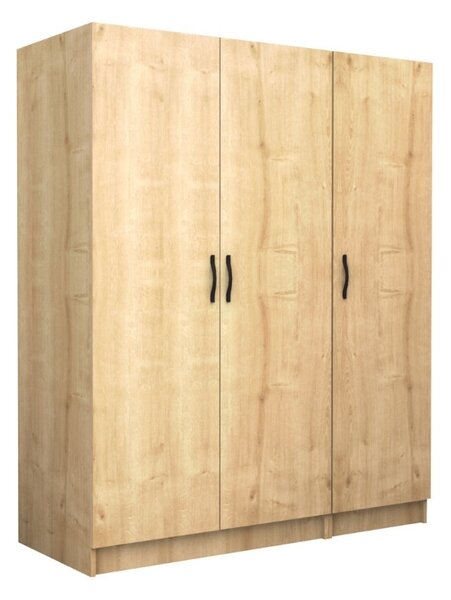 Шкаф с три врати от меламин в цвят дъб 150x60x181см