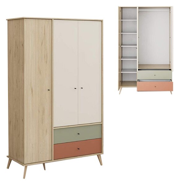 Меламинов гардероб с 3 врати Terra в цвят флорида дъб 121x54x200см
