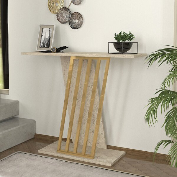 Конзола Gravity TopMebel от меламин в травертин - златен цвят 90x29,6x76,8cm